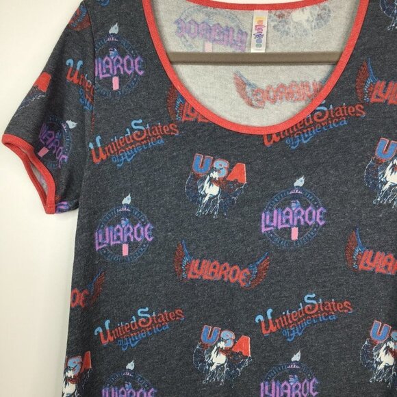 LULAROE S Small Classic T USA Print Shirt - Picture 2 of 6